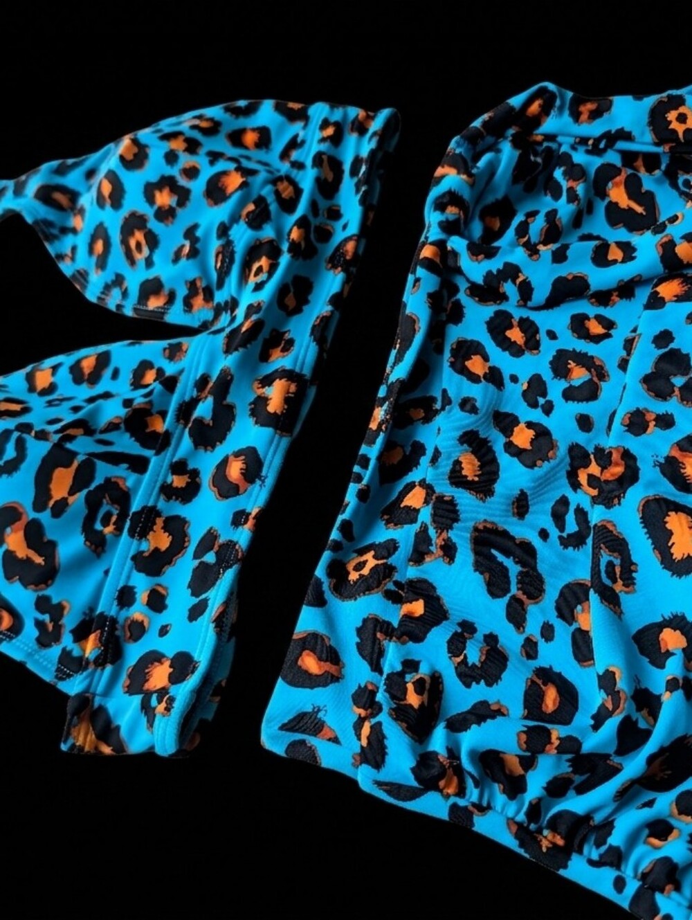 Turquoise & Orange Leopard Print Bikini Set